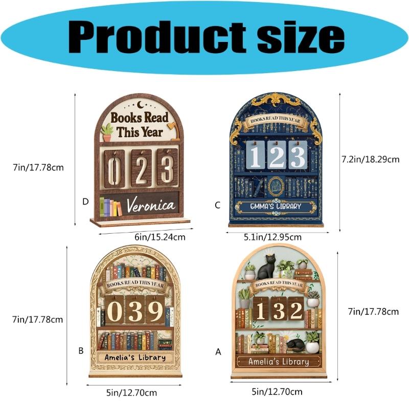Books Read This Year Counter Fantasy Book Trackers Sign for Home Library Decors Bookworm Gift for Women Teachers