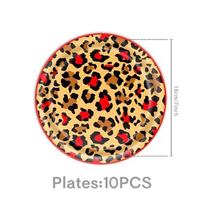 96PCS Happy Birthday Banner Cheetah Print Birthday Decorations Tablecloth Napkin Tableware Set Food Grade Leak-proof