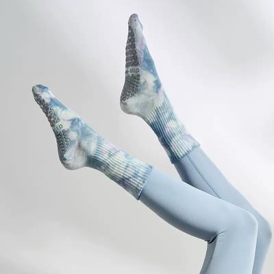 Women's Spring and Summer Fashion Tie Dye Yoga Sports Running Glue Non Slip Tube Socks