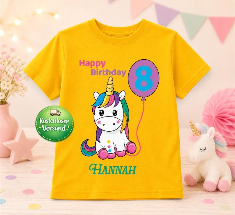 Personalized Unicorn Birthday Shirt for Girls – Custom Name  Number – Kids  Birthday T-Shirt Gift for Girls – Girls  Birthday 100