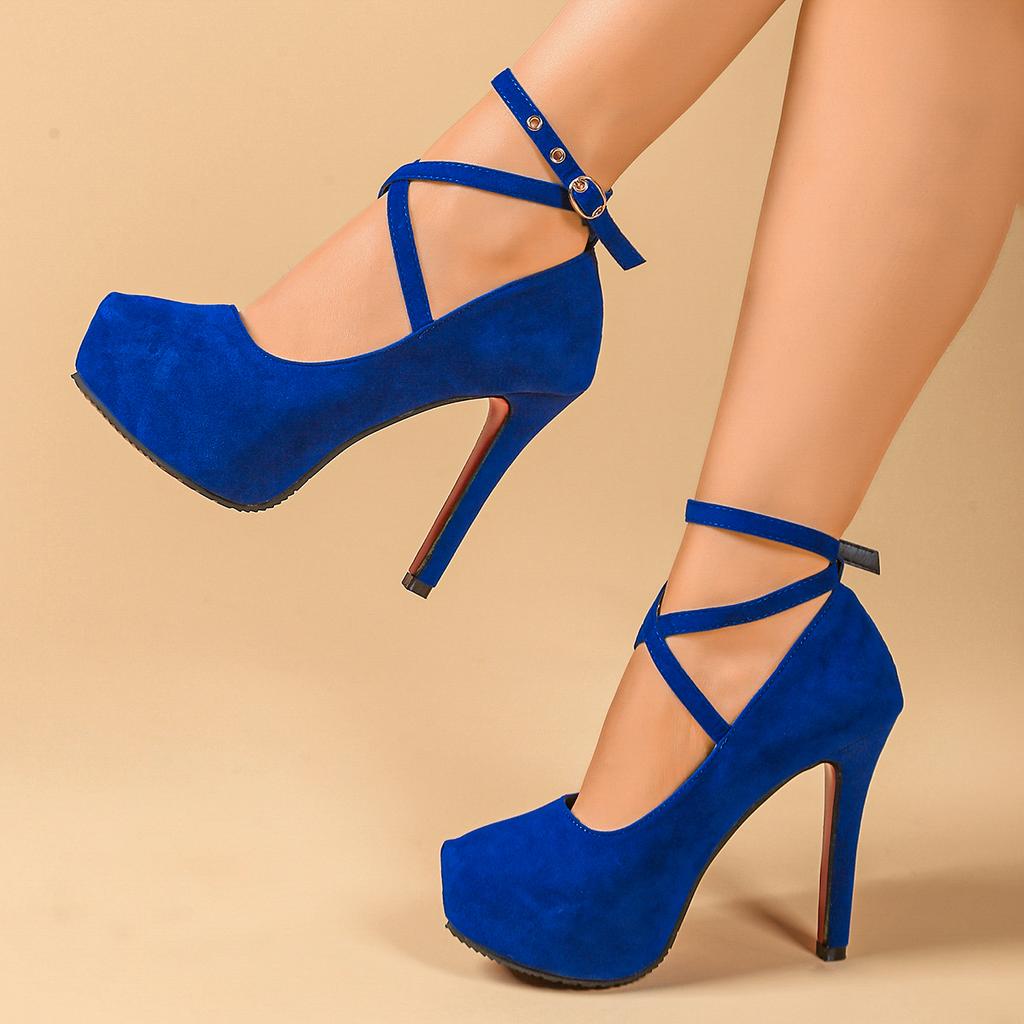 Fashion Summer Shoes Platform Heels Woman Ankle Strap Shoes Fashion Sexy High Heels Ladies Stilettos Strappy Pumps Women's Sandals