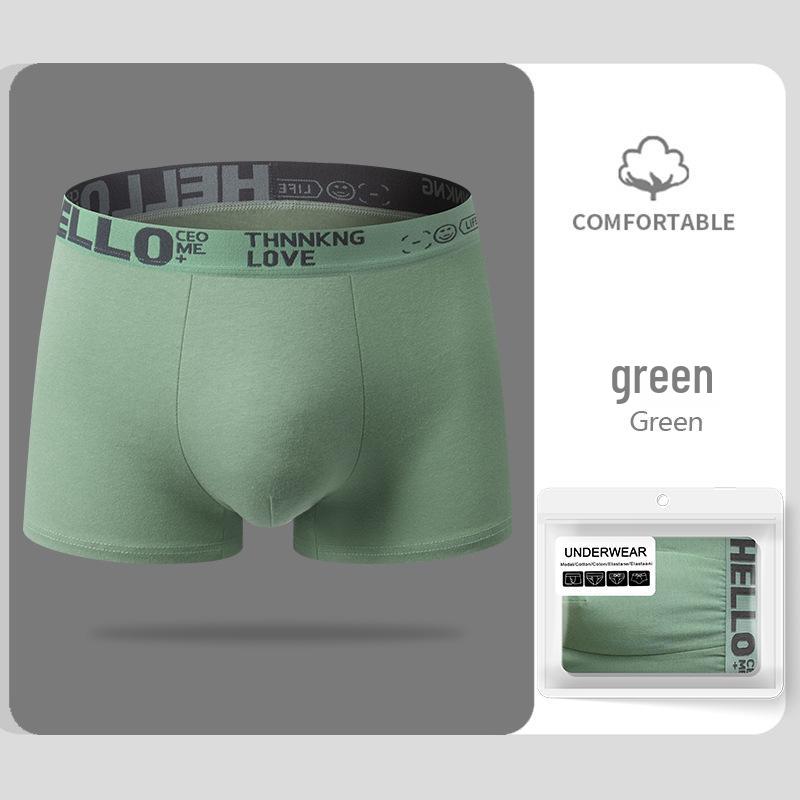 Pánské spodní prádlo ze 100% čisté bavlny se středně vysokým pasem s pasovkou HELLO a grafénovým klínem - Prodyšná jednobarevná varianta na podzim