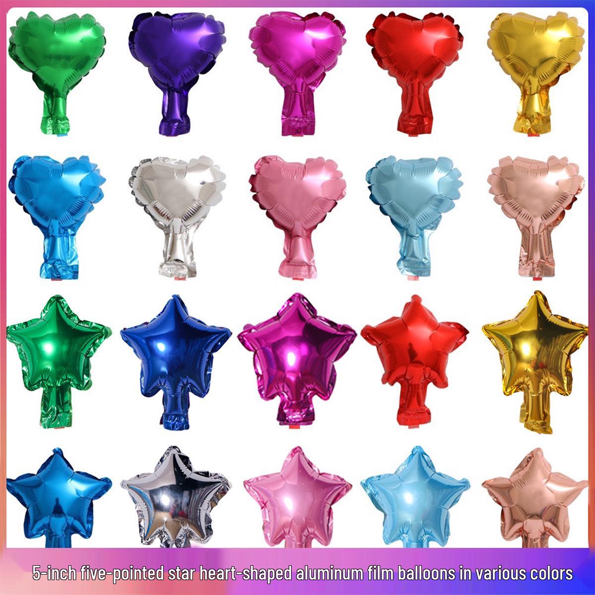 

5-Inch Heart & Star Foil Balloons for Birthday Party or Wedding Decorations