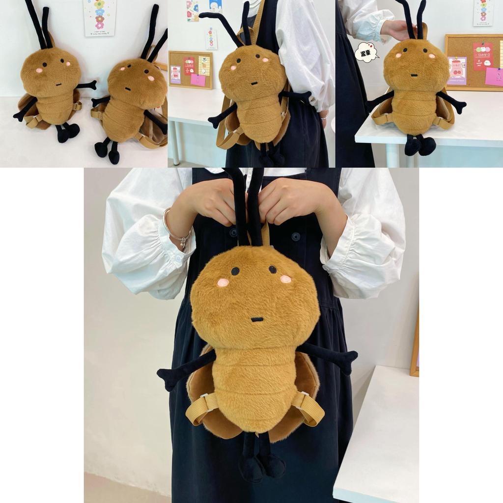 Cute Southern Cockroach Plush Backpack With Splicing Design For Daily Use