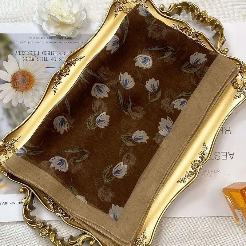 Silk Scarf Women's Summer New Georgette Sunscreen Fashionable High-end Foreign Style Versatile Travel Thin Mother