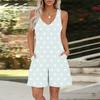 Vneck Sleeveless Womens Jumpsuit Printed Spring And Summer Casual Jumpsuit Shorts