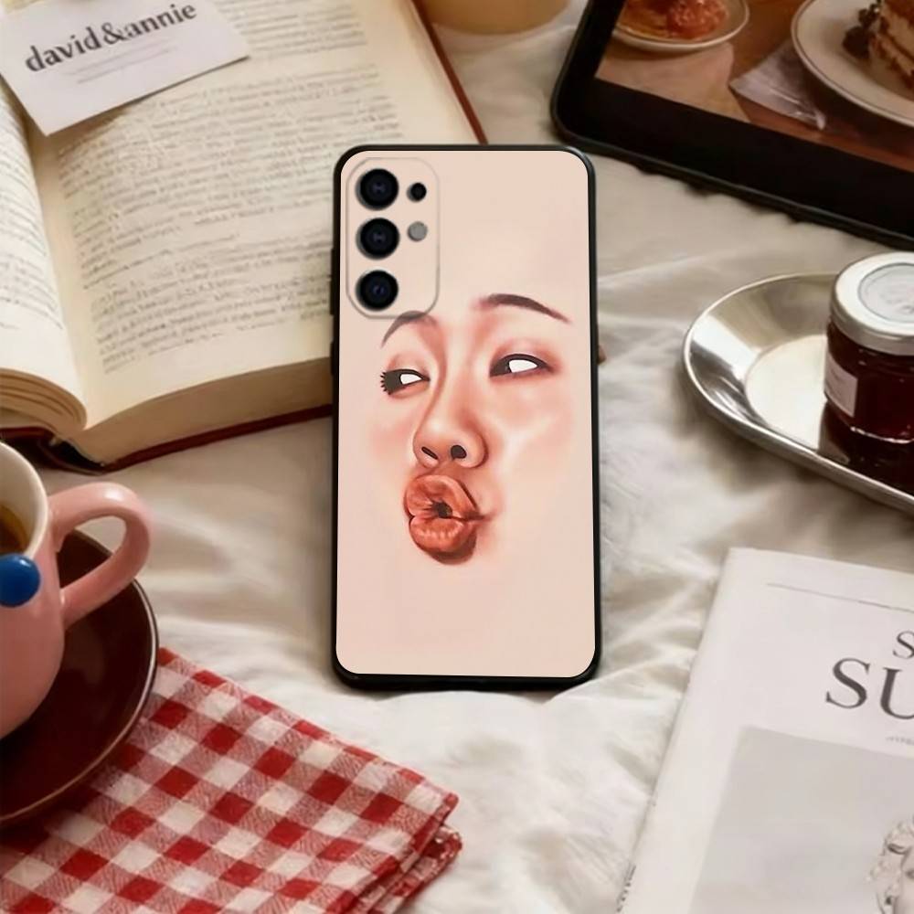 Abstract Facial Expression Phone Case For Samsung S25,S24,S21,S22,S23,S30,Ultra,S20,Plus,Fe,Soft Silicone Black Cover