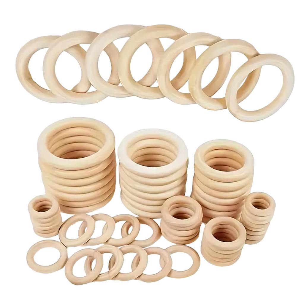 40 buc inele din lemn nefinisate pentru inele de artizanat pandantiv și conectori 8 dimensiuni 15-50 mm inele din lemn cercuri pentru realizarea de bijuterii