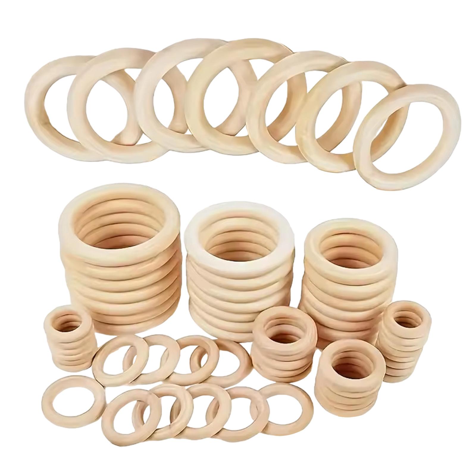 

40 шт. необработанных деревянных колец для поделок, колец, подвесок и соединителей, 8 размеров 15-50 мм, деревянные кольца, круги для изготовления ювелирных изделий A