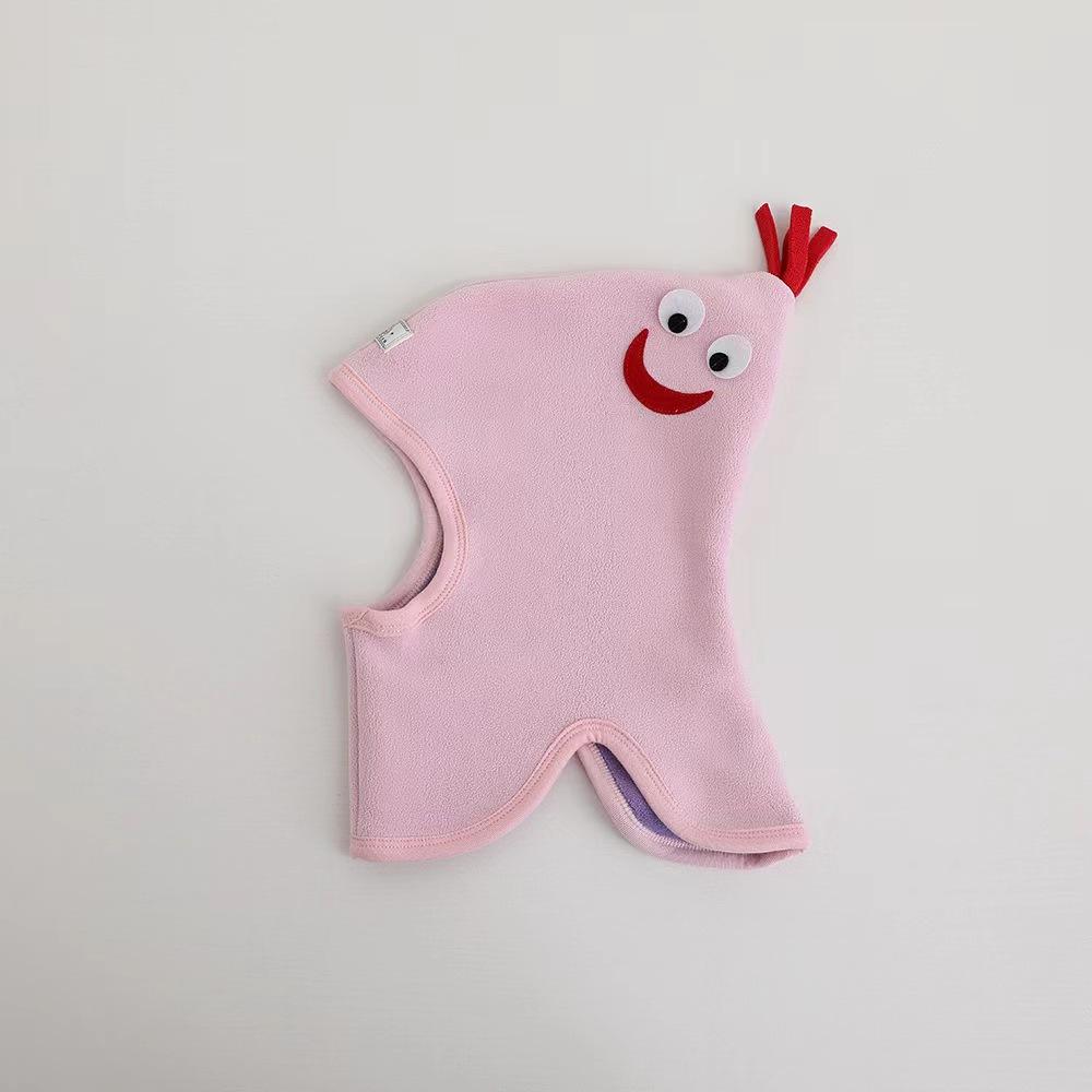 Niedliche Babymütze, Schal, einteilig, weiches Fleece, Herbst/Winter, Kinder-Beanie, warme Ohren, Nackenschutz, Cartoon-Kinderkappe