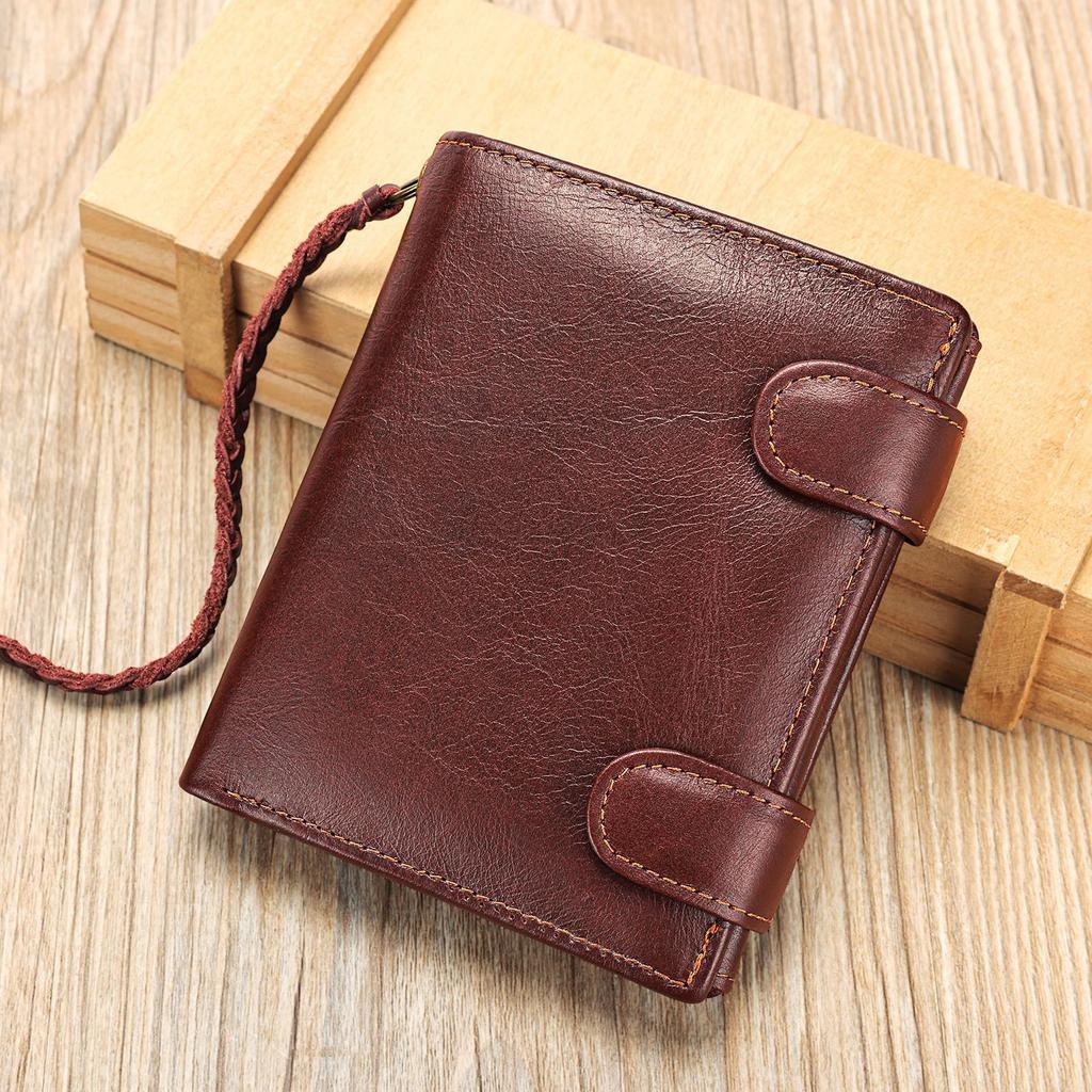 Top-grain Cowhide Wallet Large-capacity Oil Wax Leather Genuine Leather Wallet Wallet for Men