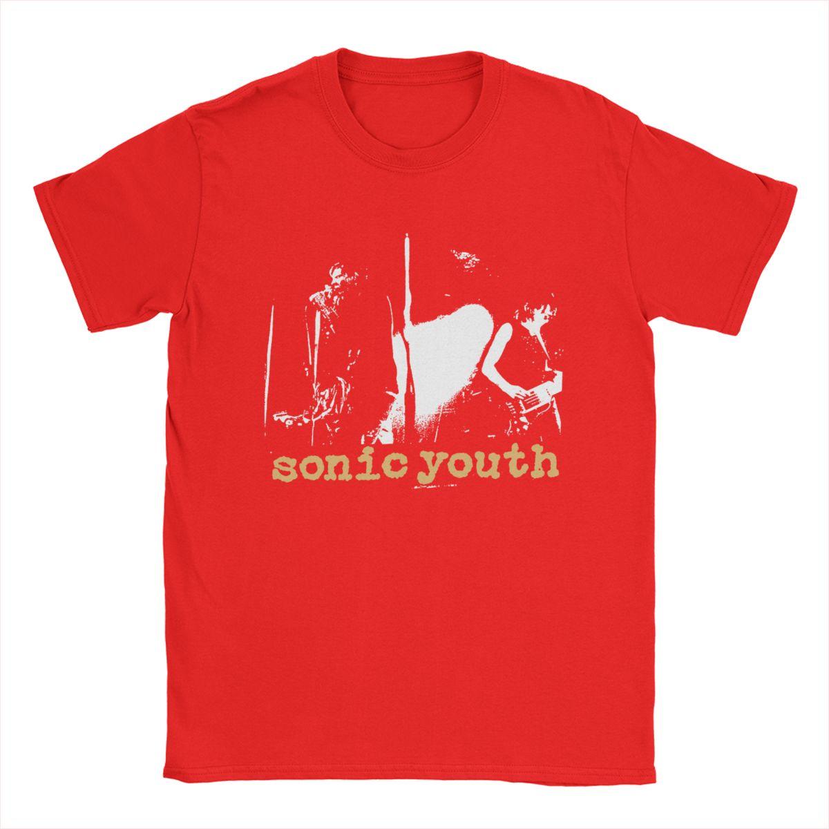 Comfortable season Heren T-shirt Sonic Youth Fun 100% Katoen T-shirt Korte Mouw T-shirt Ronde Hals Tops Zomer XXXL rood