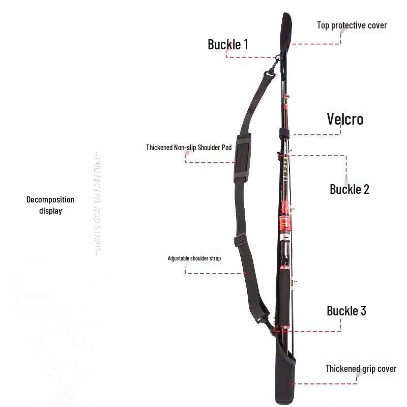 Lure Rod Bundle: Lightweight Fishing Rod with Velcro Protective Sleeve and Adjustable Shoulder Strap.