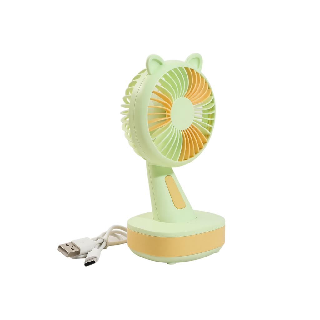 Mini USB Desktop Fan with Cat Ear Design Adjustable 3-Speed Settings Portable Table Fan for Office Dormitory Study Room Use