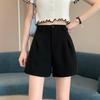 Women's High Waist Slimming Wide-Leg Suit Shorts - Autumn Korean Style, Plus Size Available, Black/Apricot.