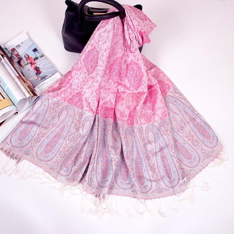 Ethnic Style Cashew Scarf Air Conditioner Large Shawl Scarf Dual-Purpose Jacquard Fringed Spring And Summer Long Cotton Scarf Women