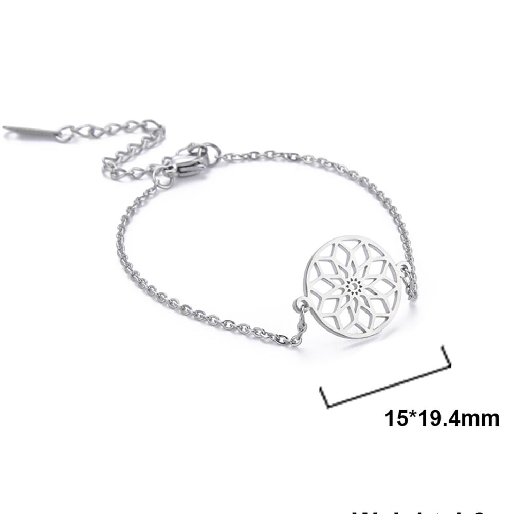 Flower of Life Charm Bracelets Stainless Steel Sacred Geometry Mandala Bracelets Amulet Jewelry for Women Wedding Gifts