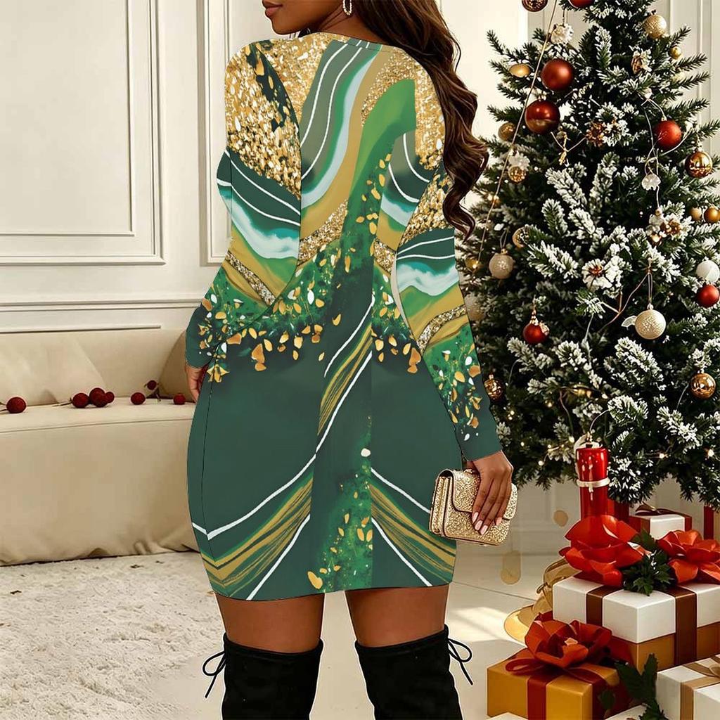 Women Plus Size Long Sleeve V Neck Crisscross Hollow Bodycon Mini Party Club Dress