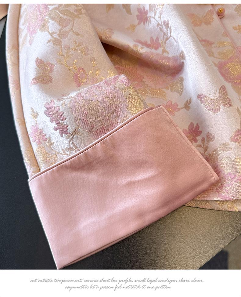 Age-Defying Slimming Jacquard Embroidery Jacket for Middle-Aged Women - Spring/Autumn Chinese Style
