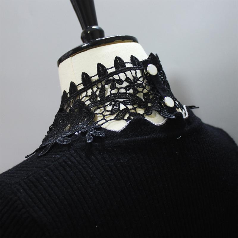 White Black Neckline Fake Collar Embroidery Lace Fabric False Collars Diy Applique Collar Blouse Collar Stand Detachable Collar