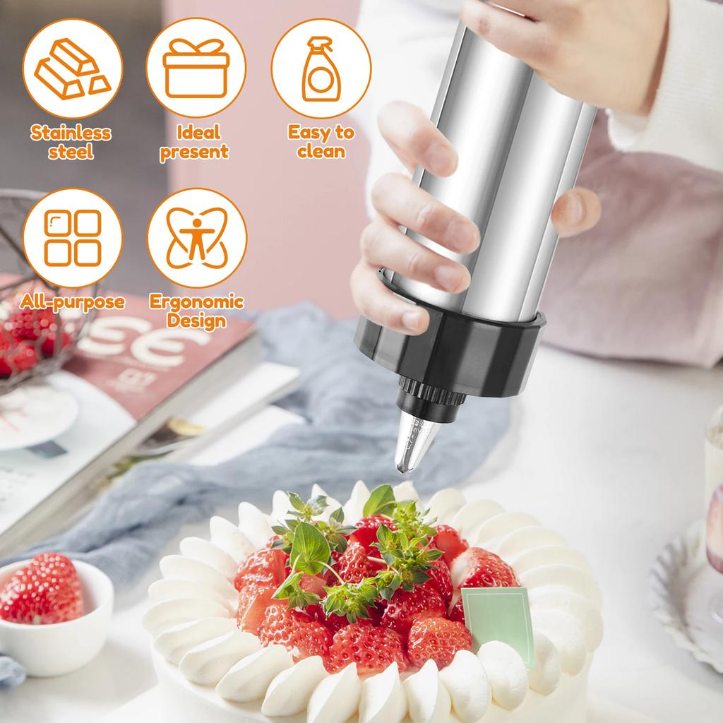 Stainless Steel Churro Maker Set Reusable Rust Proof Churros Maker Machine Multipurpose Cookie Press Maker for Cupcakes