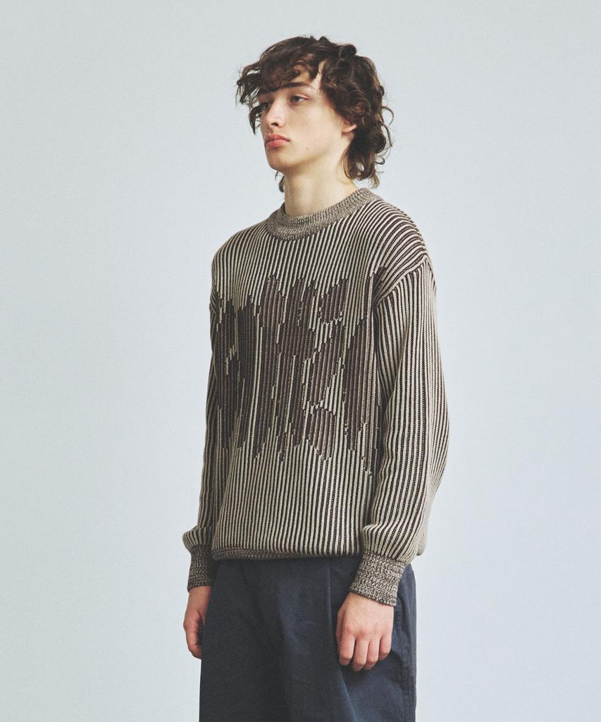 KNITTED Two-Tone Ribbed Logo Knit Brown