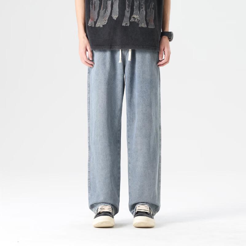 Dingfengbaoluo Men's Relaxed Fit Straight-Leg Jeans