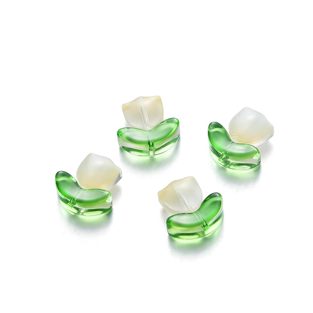 10/20Set Tulips Flower Lampwork Beads Multicolor Glass Flora Beads Multicolor Loose Beads for DIY Bracelets Jewelry Making
