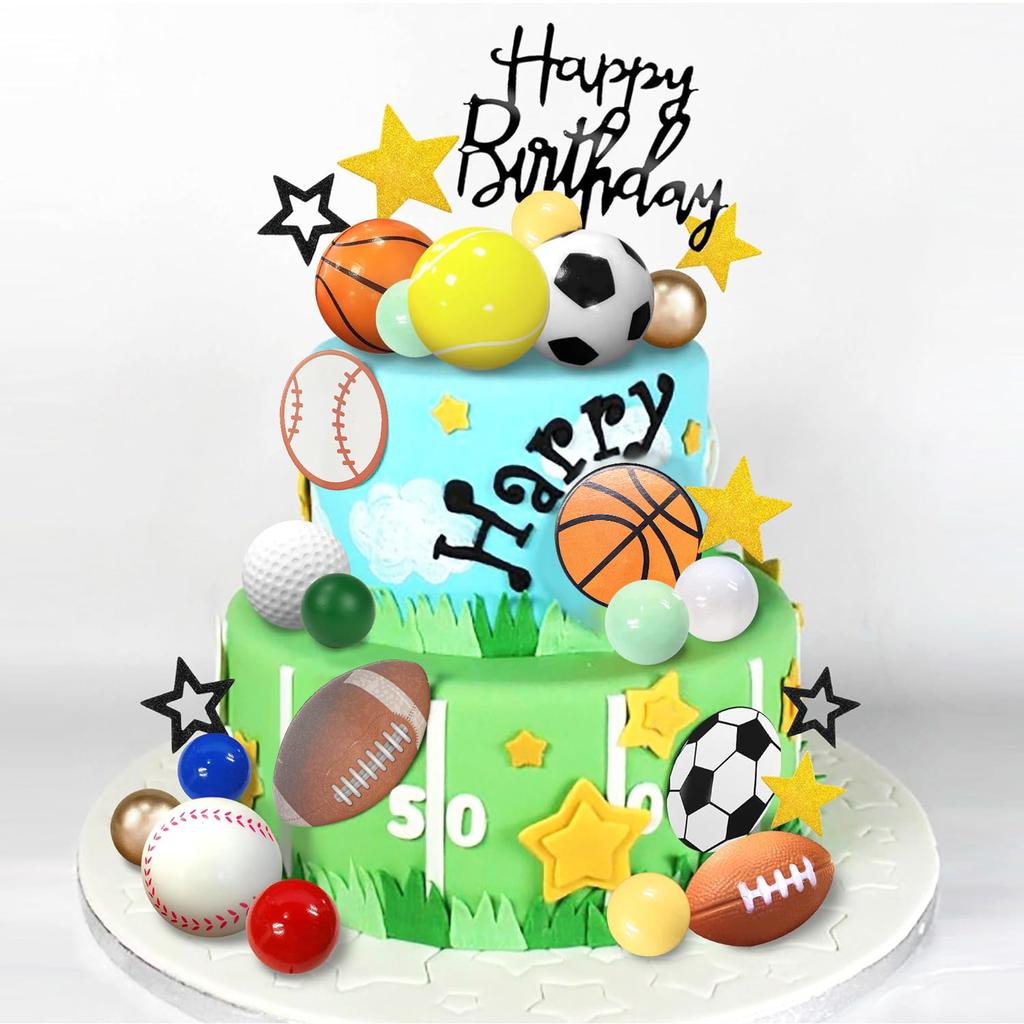 37 STÜCKE Sport Kuchen Topper Sport Kuchen Dekoration mit Fußball Baseball Basketball Tennis Golf für Jungen Männer Sport Thema
