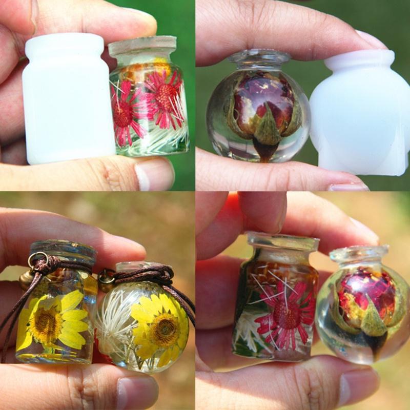 2Pcs Mini Bottle Epoxy Resin Mold Small Box Pendant Storage Container Jar Silicone Molds for DIY Earrings Jewelry