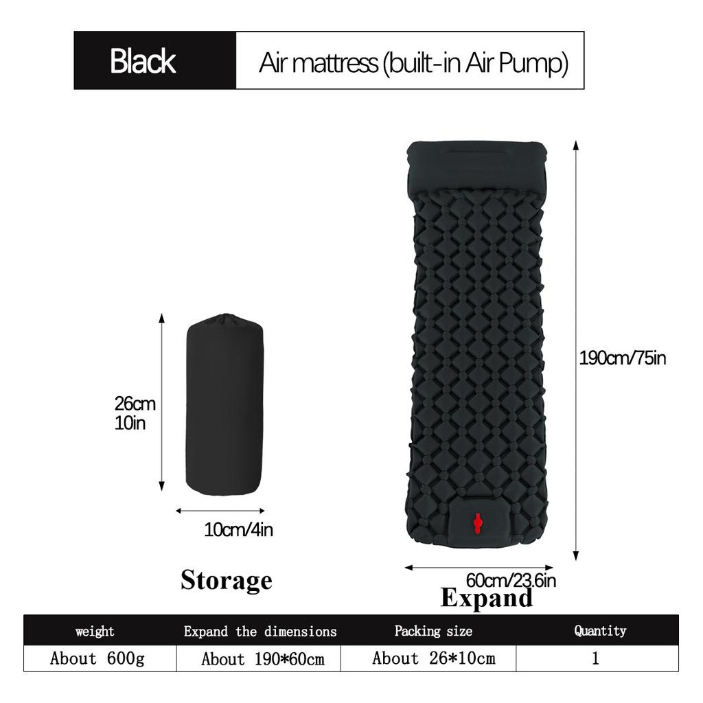 2025 Outdoor Camping Inflatable Mattress Sleeping Pad with Pillows Built-in Pump Air Mat Sleeping Pad for Travel Hiking Climbing