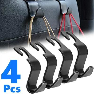 4Pcs Ganchos de encosto de cabeça de carro Cabide para bolsas Organizador de encosto de assento Clipes de suporte Ganchos de fixação automática Acessórios de armazenamento de interior de carro