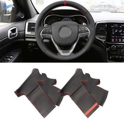 For Jeep Grand Cherokee 2014 2015 2016 2017 2018 Perforated Leather Hand-stitched Car Inner Steering Wheel Cover Trim
