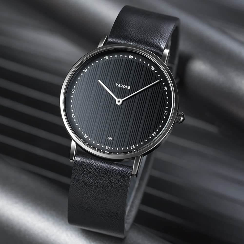 ZooooM Simple Striped Dial Analog Wristwatch, Fashion Accessory, FormalCasual, Unisex for Men and Women (Frame: Silver  Dial: Black  Band: Brown)