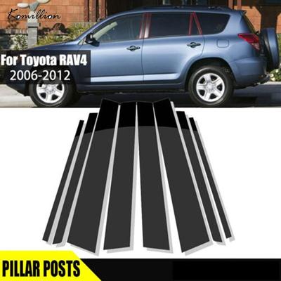 8Pcs Auto Seite Fenster Tür Säule Trim Beiträge Aufkleber Schwarz für Toyota RAV4 XA30 2006 2007 2008 2009 2010 2011 2012