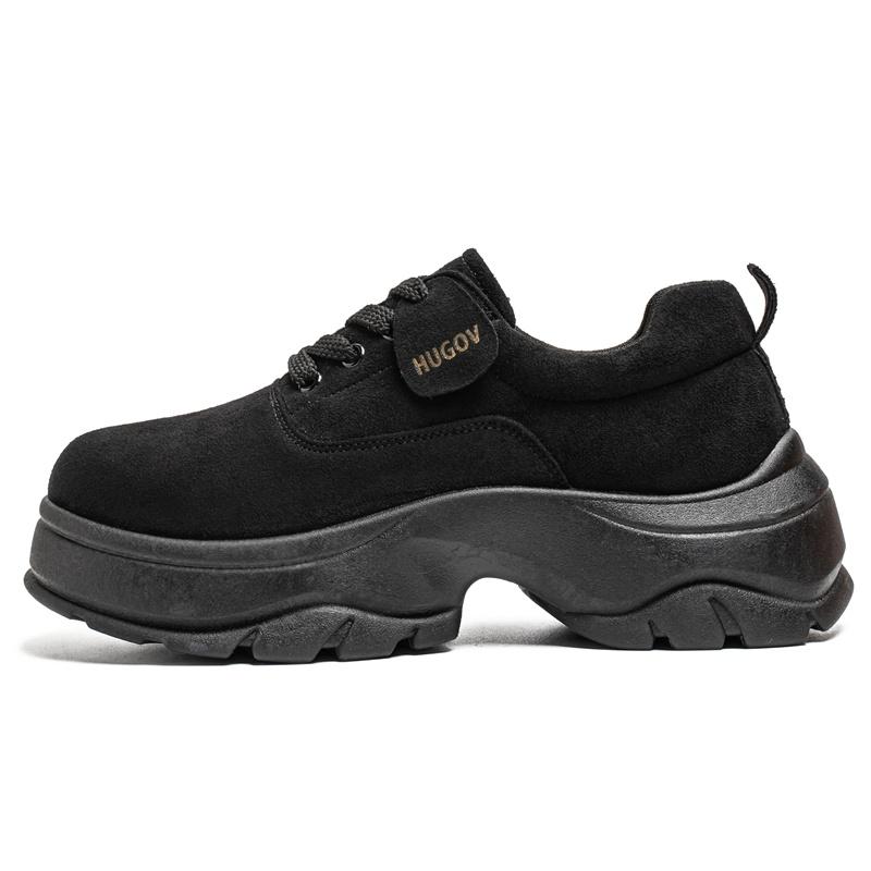 Men Retro Derby Shoes Thick Sole Height Increasing Round Toe Casual Walking Dress Footwear Sizes 38-44