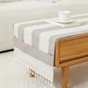 Machine Washable Cotton Linen Tassel Coffee Table Tablecloth with Pockets
