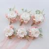 MAFELOE Wrist Corsage and Boutonniere Set Artificial Rose Flowers Accessories for Groom Bride Groomsmen Bridesmaids Wedding Party Prom Suit- Creamy