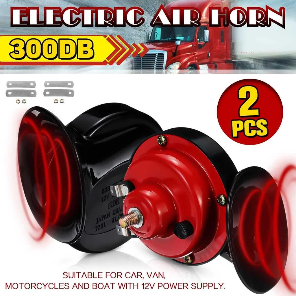 2PCS Universal Loud Car Horn 12V 300DB Electric Snail Train Horn Super Loud Waterproof Horns for Motorcycle Car Truck SUV Boat