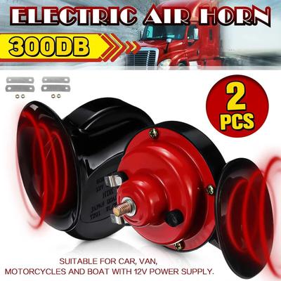 2 STÜCKE Universal Laute Autohupe 12 V 300 DB Elektrische Schneckenzughupe Super Laute Wasserdichte Hupen für Motorrad Auto LKW SUV Boot