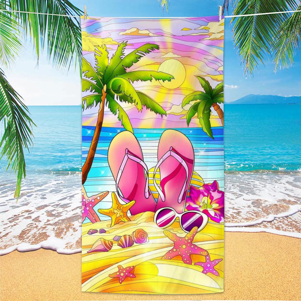 Ultra Fine Fiber Beach Towels, Beach Swimming Speed Drying Velvet Bath Towels, Printed Fashionable Bath Towels Towels Face Towel
