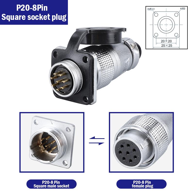 P20 Aviation Connector Plug Socket 20mm 2/3/4/5/6/7/8/9/10/12Pins WS20 Male Female Connectors
