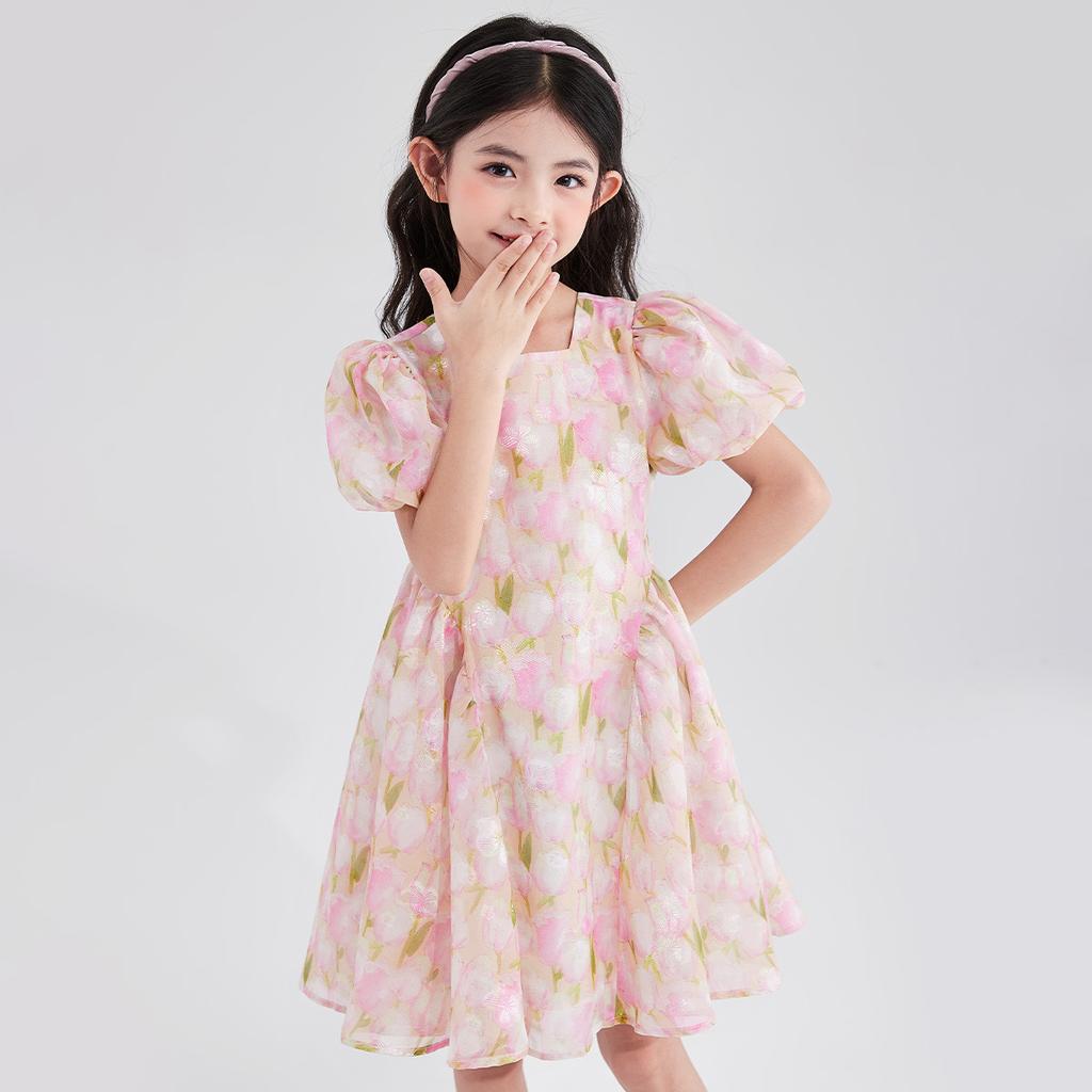 Girls' Chiffon Tulip Big Bow Summer Dresses