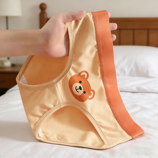 Women's Cotton Underwear Cute Cartoon Bear Print Low Rise Panties Breathable Soft Stretch Cheeky Briefs
