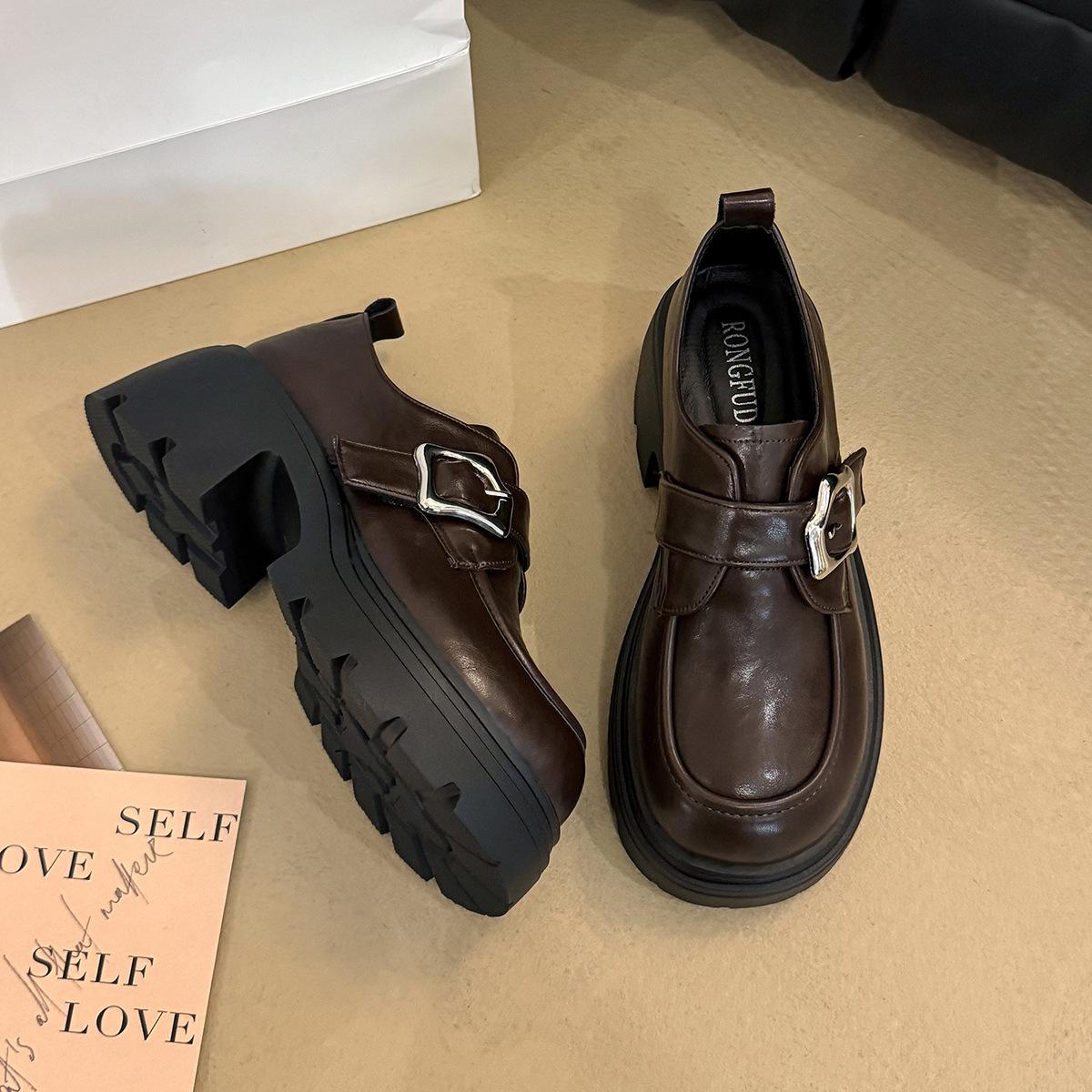 

Женские модные туфли-лоферы Мэри Джейн на толстой подошве с поддержкой свода стопы, мягкие эластичные удобные, увеличивающие рост, амортизирующие, водонепроницаемые, нескользящие, повседневные 40 коричневый