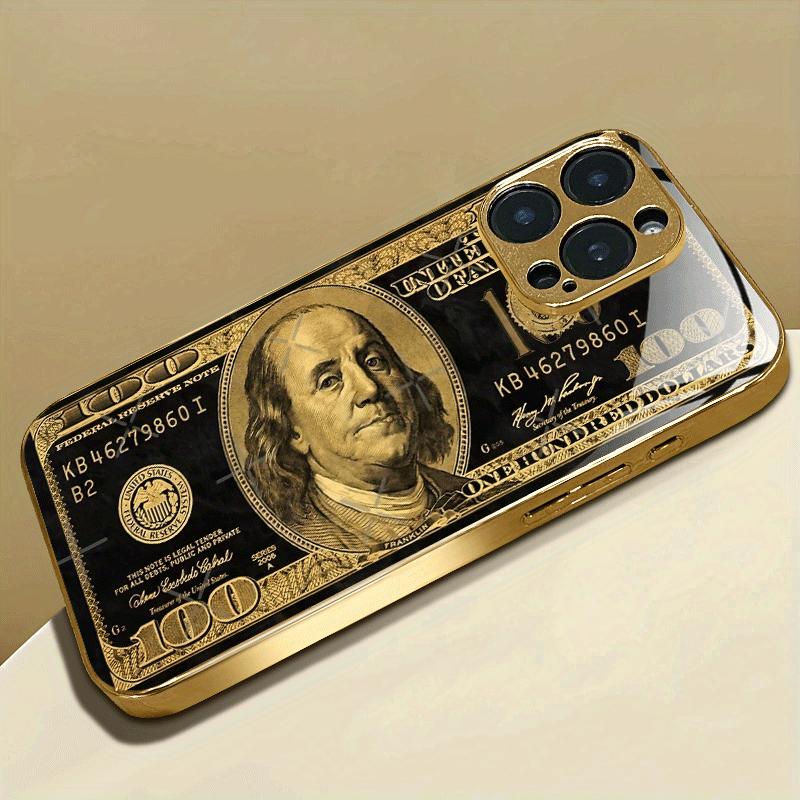 Banknotes Gold Fashion INS Luxurious Highend Phone Case Electroplated Glass PhoneCase for iPhone 17161514131211pm Pro Plus