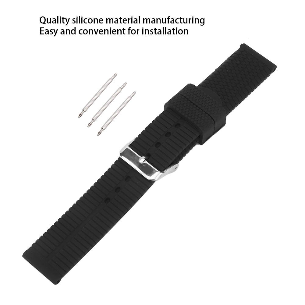 20mm Watch Band Silicone Pin Buckle Sports Tire Grain Watch Strap AccessoryBlack