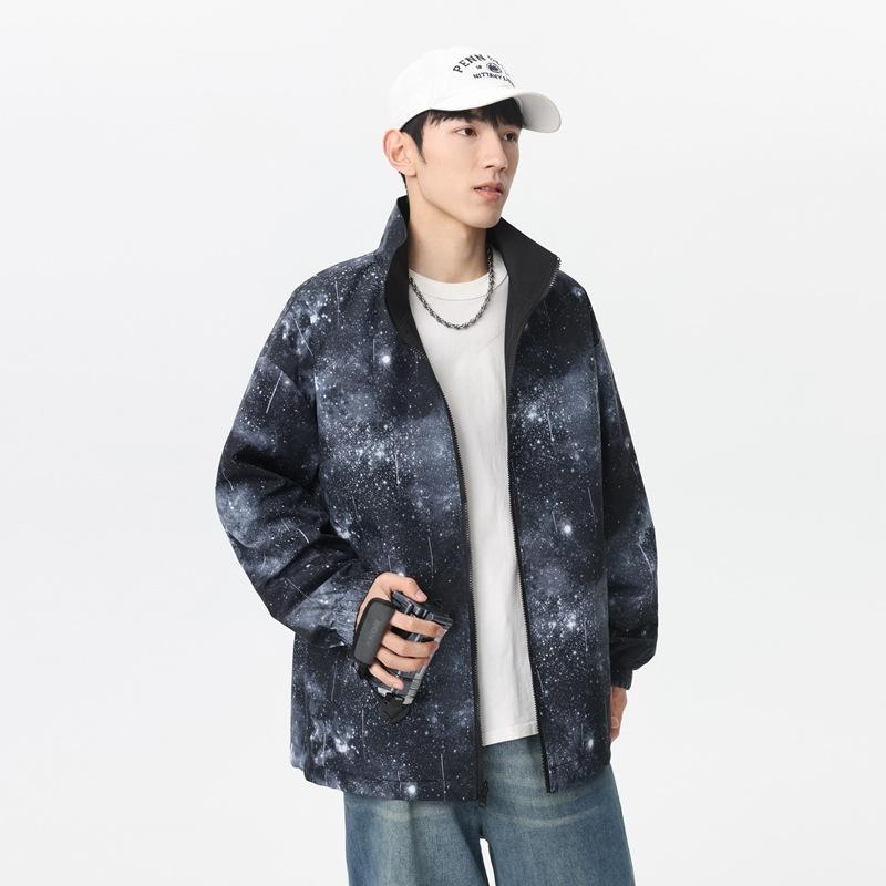 Double-sided Wear American Retro Tie-dye Loose Casual Stand-up Collar Hip-hop Outdoor Sports Windproof Pilot Couple