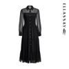 ELLASSAY 2025 Early Autumn Elegant Black Chiffon Tiered Long Sleeve Dress