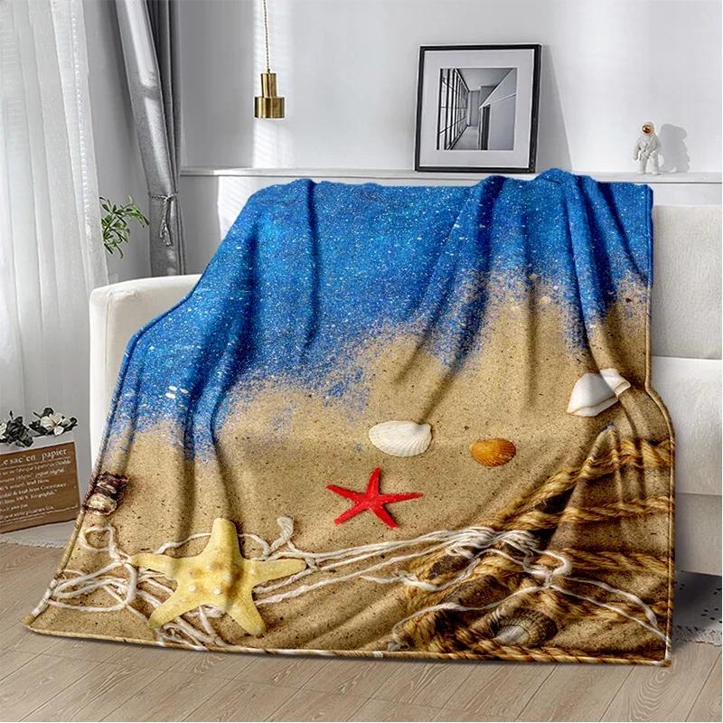 D Starfish Beach Shell Cartoon Throw Blanket Soft Cozy for Home Bedroom Sofa Picnic Office Cover Designs